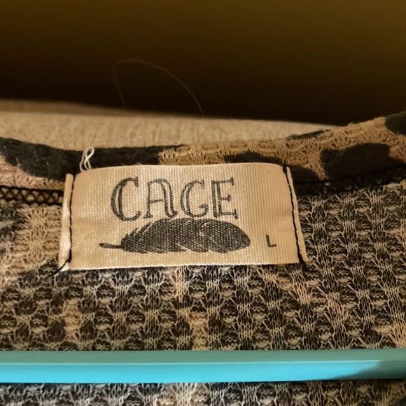 Leopard Print Waffle Long Sleeve, Tied at bottom - Picture 2 of 5